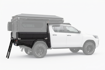 AluBlack Platforma ładunkowa ze skrzyniami do przechowywania do Toyota Hilux 2016+ z podwójną kabiną, zestaw do Alu-Cab ModCAP