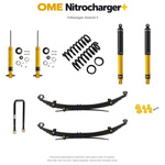 Zestaw zawieszenia OME Nitrocharger+ – Volkswagen Amarok II, 20/40 mm, stałe 600 kg z tyłu, resory wielopiórowe, standardowe tłumienie przodu, czujnik świateł