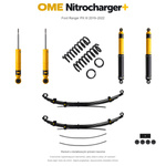 Zestaw zawieszenia OME Nitrocharger+ – Ford Ranger PX III 2019–2022, przód 45 mm, tył z dodatkowymi piórami, stałe 300 kg z tyłu, standardowe tłumienie przodu, standardowe tłumienie tyłu