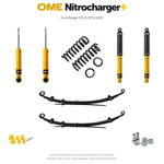 Zestaw zawieszenia OME Nitrocharger+ – Ford Ranger PX III 2019–2022, 45/40 mm, średnie obciążenie tyłu, mocniejsze tłumienie przodu, standardowe tłumienie tyłu