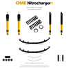 Zestaw zawieszenia OME Nitrocharger+ – Isuzu D-Max II 2012–2020, 30 mm, stałe 600 kg z tyłu, mocniejsze tłumienie przodu, mocniejsze tłumienie tyłu, LS-M i podwozie pod zabudowę, dodatkowe pióra
