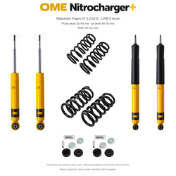 Zestaw OME Nitrocharger+ – Mitsubishi Pajero IV LWB 3.2 DI-D, przód 30–40/tył 40–50 mm, dodatkowe obciążenie przodu, stałe 400 kg z tyłu, kolumny 93416