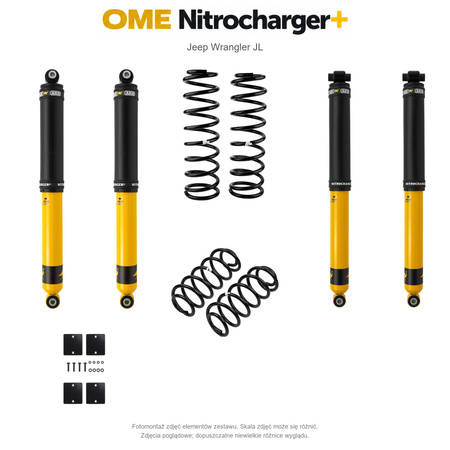 Zestaw zawieszenia OME Nitrocharger+ – Jeep Wrangler JL 4-drzwiowy 3.6 V6, 50 mm, lekki przód, średnie obciążenie tyłu