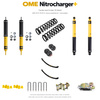 Zestaw zawieszenia OME Nitrocharger+ – Toyota LC76 4.5 V8 ABS 2012–09.2014, lekki przód, stałe 800 kg tyłu, resory paraboliczne, smarowalne mocowania
