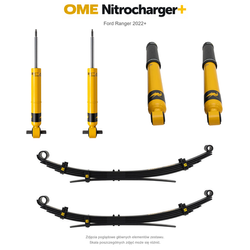 Zestaw zawieszenia OME Nitrocharger+ – Ford Ranger 2022+, lift 0/40 mm, stałe 300 kg z tyłu, resory wielopiórowe