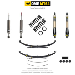 Zestaw zawieszenia OME MT64 – Toyota Tacoma II V6 / III 2005–2023, przód 50 mm, tył z dodatkowymi piórami, przód 100–150 kg w III, stałe 300 kg z tyłu