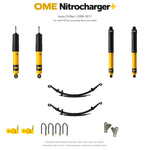 Zestaw zawieszenia OME Nitrocharger+ – Isuzu D-Max I 2008–2011, 30–50 mm, stałe 300 kg z tyłu, standardowe tłumienie, fabryczne drążki przodu, fabryczne wieszaki