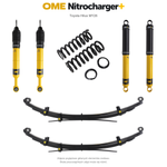 Zawieszenie OME Nitrocharger+ Toyota Hilux Travo MY26 20–40/50 mm – stałe 300 kg z tyłu, wielopiórowe / mocniejsze tłumienie przodu – bez dystansu przewodów hamulcowych