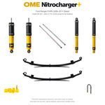 Zestaw zawieszenia OME Nitrocharger+ – Ford Ranger PJ/PK 2006–2011 Diesel, tył 20 mm, przód ponad 60 kg, drążki 925 mm, tylko 2.5 TD, stałe 200 kg z tyłu, standardowe tłumienie tyłu