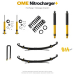 Zestaw zawieszenia OME Nitrocharger+ – Ford Ranger 2022+, lift 40 mm, stałe 300 kg z tyłu, resory wielopiórowe, alternatywne amortyzatory przednie, mocniejsze tłumienie tyłu / Volkswagen Amarok II