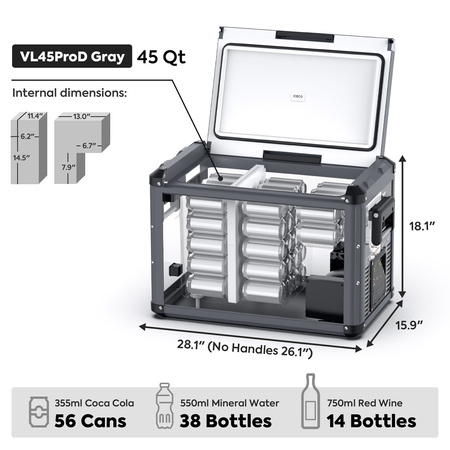 Lodówka kompresorowa ICECO VL45PROD 45 l 12/24 V Dual Zone – szara