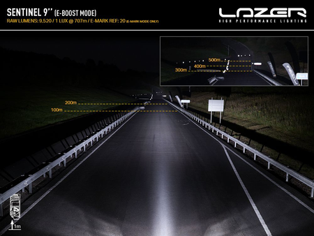 Okrągła lampa LED Lazer Lamps Sentinel 9″ Standard — czarna, ze światłem pozycyjnym
