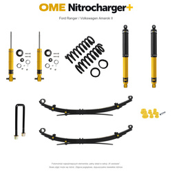 Zestaw zawieszenia OME Nitrocharger+ – Ford Ranger 2022+, lift 20/40 mm, stałe 300 kg z tyłu, resory wielopiórowe, mocniejsze tłumienie tyłu / Volkswagen Amarok II