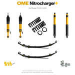 Zestaw zawieszenia OME Nitrocharger+ – Ford Ranger PX 2011–2018, 30/40 mm, średnie obciążenie tyłu, standardowe tłumienie przodu, mocniejsze tłumienie tyłu