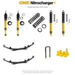 Zestaw zawieszenia OME Nitrocharger+ – Hilux Revo 2016–2025, 40/40 mm, dodatkowe obciążenie przodu, stałe 600 kg z tyłu, wielopiórowe, mocniejsze tłumienie przodu
