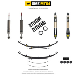 Zestaw zawieszenia OME MT64 – Toyota Tacoma III 2016–2023, przód 50 mm, tył z dodatkowymi piórami, przód 0–50 kg, bez stałego obciążenia tyłu