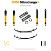 Zestaw zawieszenia OME Nitrocharger+ – Isuzu D-Max II 2012–2020, 30 mm, stałe 300 kg z tyłu, mocniejsze tłumienie przodu, mocniejsze tłumienie tyłu, LS-M i podwozie pod zabudowę