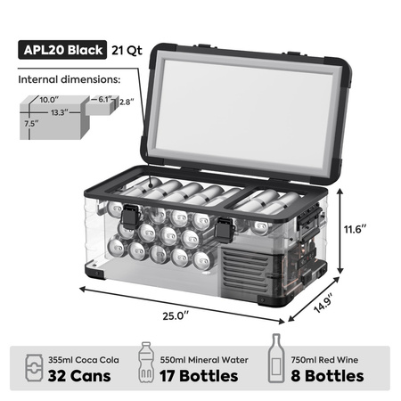 Lodówka kompresorowa ICECO APL20 20 l 12/24 V – czarna