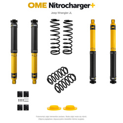 Zestaw zawieszenia OME Nitrocharger+ – Jeep Wrangler JL 4-drzwiowy 3.6 V6, 50 mm, pod sam zderzak, stałe 300 kg z tyłu, mocniejsze tłumienie przodu