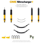 Zestaw zawieszenia OME Nitrocharger+ – Isuzu D-Max I 2008–2011, 30–50 mm, stałe 300 kg z tyłu, fabryczne drążki przodu, fabryczne wieszaki, dodatkowe pióra