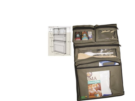 Organizer na drzwi Camp Cover z przezroczystymi kieszeniami — 4 kieszeni — kolor khaki