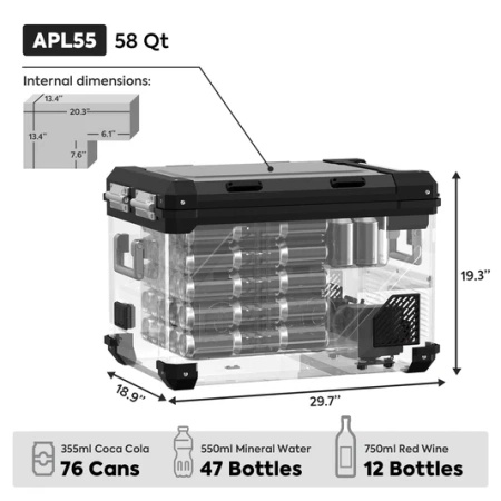 Lodówka kompresorowa ICECO APL55 55 l 12/24 V Dual Zone – srebrna