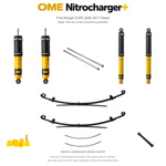 Zestaw zawieszenia OME Nitrocharger+ – Ford Ranger PJ/PK 2006–2011 Diesel, tył 20 mm, przód ponad 60 kg, drążki 1024 mm, średnie obciążenie tyłu, standardowe tłumienie tyłu, dodatkowe pióra