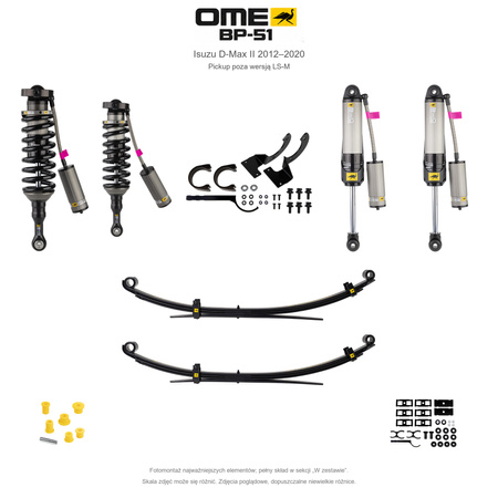 Zestaw zawieszenia OME BP-51 – Isuzu D-Max II 2012–2020, 30 mm, średnie obciążenie tyłu, regulowane tłumienie, pickup poza LS-M