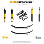 Zestaw zawieszenia OME Nitrocharger+ – Ford Ranger PX 2011–2018, 30/40 mm, stałe 300 kg z tyłu, standardowe tłumienie przodu, standardowe tłumienie tyłu