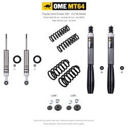 Zestaw OME MT64 – Toyota Land Cruiser 200 2007–2021 4.5 Diesel, przód 50/tył 20 mm, bez KDSS, stałe 400 kg z tyłu; przód standardowe; tył mocniejsze