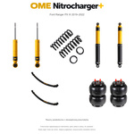 Zestaw zawieszenia OME Nitrocharger+ – Ford Ranger PX III 2019–2022, 45/40 mm, stałe 300 kg z tyłu, mocniejsze tłumienie przodu, standardowe tłumienie tyłu, resory paraboliczne