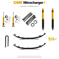 Zestaw zawieszenia OME Nitrocharger+ – Ford Ranger 2022+, lift 20/40 mm, średnie obciążenie tyłu, resory wielopiórowe, alternatywne amortyzatory przednie / Volkswagen Amarok II