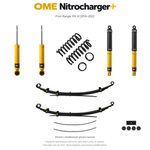 Zestaw zawieszenia OME Nitrocharger+ – Ford Ranger PX III 2019–2022, przód 45 mm, tył z dodatkowymi piórami, średnie obciążenie tyłu, mocniejsze tłumienie przodu, standardowe tłumienie tyłu