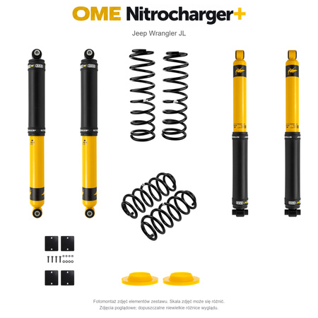 Zestaw zawieszenia OME Nitrocharger+ – Jeep Wrangler JL 4-drzwiowy 3.6 V6, 50 mm, pod sam zderzak, stałe 300 kg z tyłu