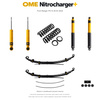Zestaw zawieszenia OME Nitrocharger+ – Ford Ranger PX III 2019–2022, przód 30 mm, tył z dodatkowymi piórami, stałe 300 kg z tyłu, mocniejsze tłumienie przodu, standardowe tłumienie tyłu
