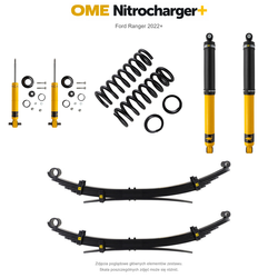Zestaw zawieszenia OME Nitrocharger+ – Ford Ranger PHEV 2025+, lift 20–40/45–50 mm, stałe 300 kg z tyłu, resory wielopiórowe