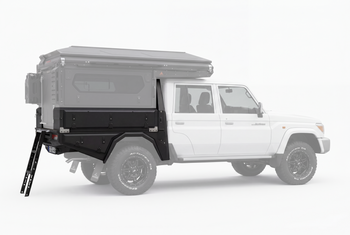 AluBlack Platforma ładunkowa ze skrzyniami do przechowywania do Toyota Land Cruiser 79 z podwójną kabiną, zestaw do Alu-Cab ModCAP