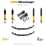 Zestaw zawieszenia OME Nitrocharger+ – Ford Ranger PX 2011–2018, 30/40 mm, stałe 300 kg z tyłu, standardowe tłumienie przodu, mocniejsze tłumienie tyłu