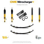 Zestaw zawieszenia OME Nitrocharger+ – Ford Ranger PX 2011–2018, 30/40 mm, średnie obciążenie tyłu, standardowe tłumienie przodu, standardowe tłumienie tyłu