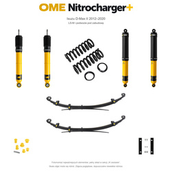 Zestaw zawieszenia OME Nitrocharger+ – Isuzu D-Max II 2012–2020, 30 mm, stałe 300 kg z tyłu, mocniejsze tłumienie przodu, standardowe tłumienie tyłu, LS-M i podwozie pod zabudowę