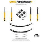 Zestaw zawieszenia OME Nitrocharger+ – Ford Ranger PX III 2019–2022, przód 45 mm, tył z dodatkowymi piórami, średnie obciążenie tyłu, standardowe tłumienie przodu, standardowe tłumienie tyłu