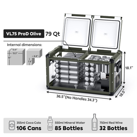 Lodówka kompresorowa ICECO VL75PROD 75 l 12/24 V Dual Zone – szara
