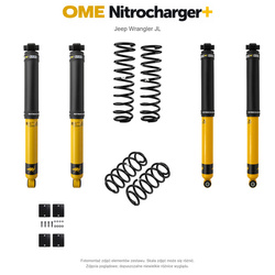 Zestaw zawieszenia OME Nitrocharger+ – Jeep Wrangler JL 4-drzwiowy 3.6 V6, 50 mm, przód z cięższym osprzętem, średnie obciążenie tyłu