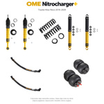 Zestaw zawieszenia OME Nitrocharger+ – Hilux Revo 2016–2025, 20/40 mm, lekki przód, stałe 300 kg z tyłu, paraboliczne + poduszki, mocniejsze tłumienie przodu