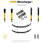 Zestaw zawieszenia OME Nitrocharger+ – Isuzu D-Max II 2012–2020, 30 mm, stałe 600 kg z tyłu, mocniejsze tłumienie przodu, mocniejsze tłumienie tyłu, LS-M i podwozie pod zabudowę