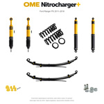 Zestaw zawieszenia OME Nitrocharger+ – Ford Ranger PX 2011–2018, 30/40 mm, stałe 300 kg z tyłu, mocniejsze tłumienie przodu, standardowe tłumienie tyłu