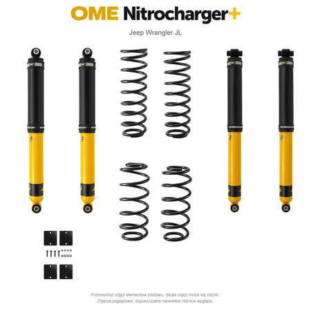 Zestaw zawieszenia OME Nitrocharger+ – Jeep Wrangler JL 2-drzwiowy 3.6 V6, 50 mm, lekki przód, średnie obciążenie tyłu