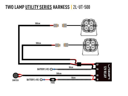 Wiązka Lazer Lamps Utility do dwóch lamp — 12 V, 5 m