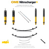 Zestaw zawieszenia OME Nitrocharger+ – Ford Ranger PJ/PK 2006–2011 Diesel, tył 20 mm, przód ponad 60 kg, drążki 925 mm, tylko 2.5 TD, średnie obciążenie tyłu, standardowe tłumienie tyłu, dodatkowe pióra