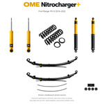 Zestaw zawieszenia OME Nitrocharger+ – Ford Ranger PX III 2019–2022, przód 30 mm, tył z dodatkowymi piórami, stałe 300 kg z tyłu, standardowe tłumienie przodu, standardowe tłumienie tyłu
